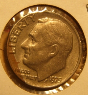 1975-Dime-With-Partial-Clad-Layer-Missing-Error!
